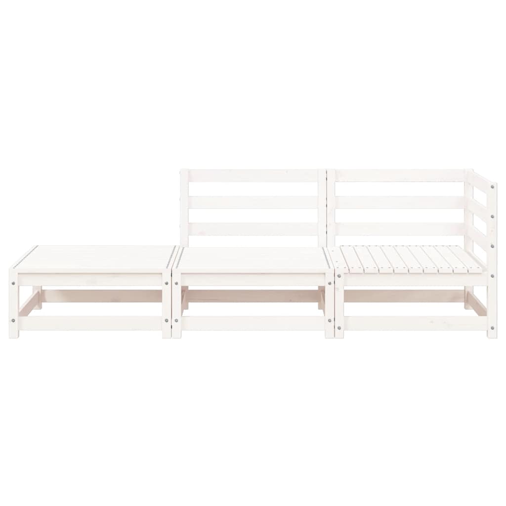 vidaXL Gartensofa mit Hocker 2-Sitzer Weiß Massivholz Kiefer