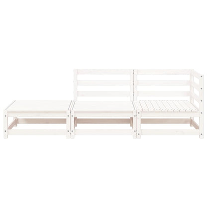 vidaXL Gartensofa mit Hocker 2-Sitzer Weiß Massivholz Kiefer