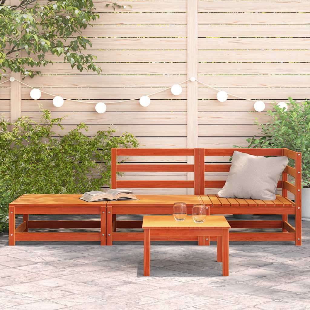 vidaXL Canapé de jardin 2 places avec repose-pieds bois de pin massif marron ciré