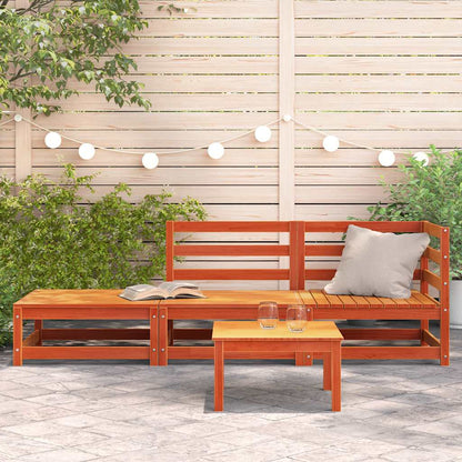 vidaXL Canapé de jardin 2 places avec repose-pieds bois de pin massif marron ciré