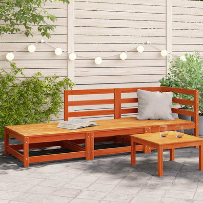 vidaXL Canapé de jardin 2 places avec repose-pieds bois de pin massif marron ciré