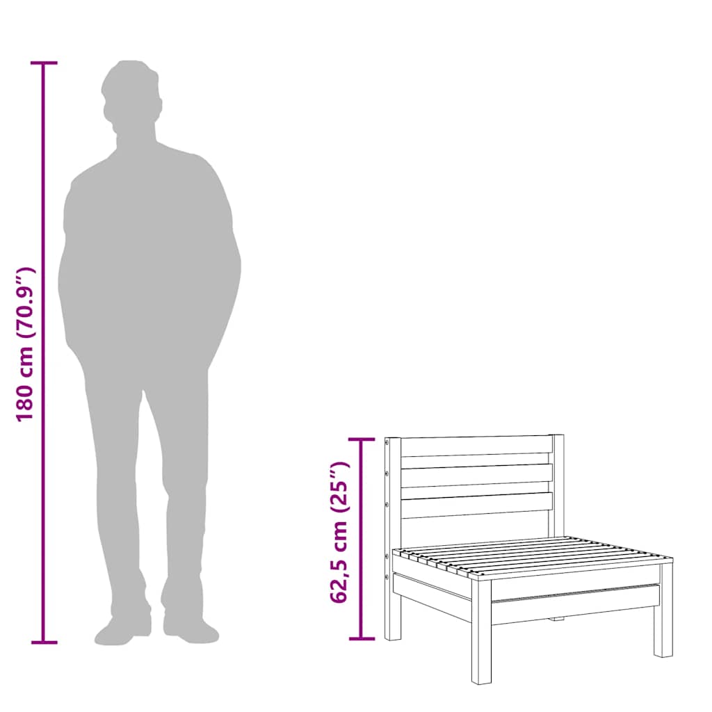 Gartensofa ohne Armlehnen Wachsbraun Massivholz Kiefer