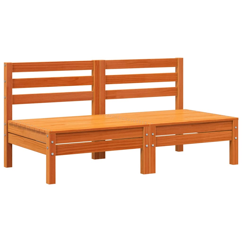 Canapés de jardin sans accoudoirs vidaXL 2 pcs Marron miel Bois de pin massif