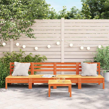 vidaXL Canapés de jardin sans accoudoirs 4 pcs Marron ciré Bois de pin massif