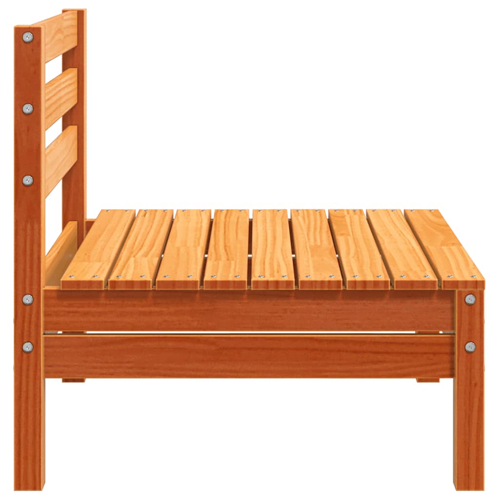 vidaXL Canapés de jardin sans accoudoirs 4 pcs Marron ciré Bois de pin massif