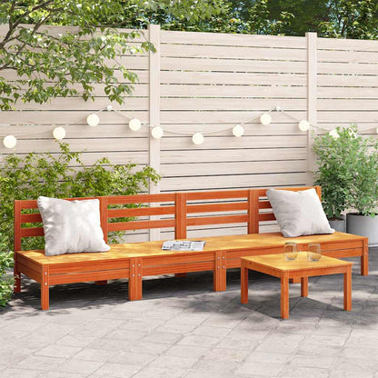 vidaXL Canapés de jardin sans accoudoirs 4 pcs Marron ciré Bois de pin massif