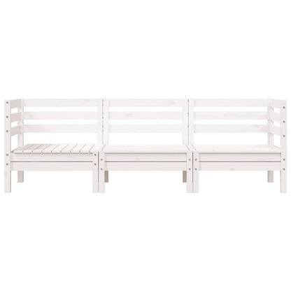 vidaXL Gartensofa 3-Sitzer Weiß Massivholz Kiefer