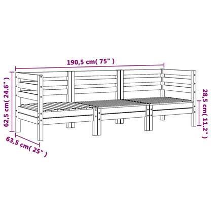 vidaXL Gartensofa 3-Sitzer Massivholz Douglasie