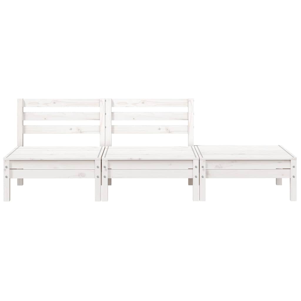 vidaXL Canapé de jardin 3 places blanc en pin massif