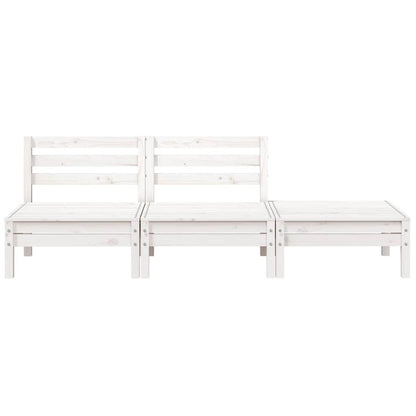 vidaXL Canapé de jardin 3 places blanc en pin massif