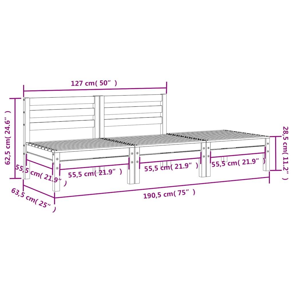 vidaXL Gartensofa 3-Sitzer Kiefernholz Imprägniert