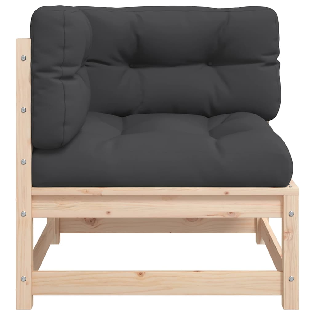 vidaXL Canapé d'angle de jardin avec coussins Bois de pin massif