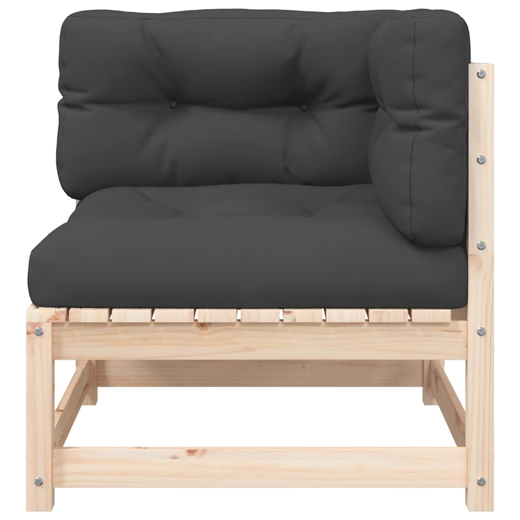 vidaXL Canapé d'angle de jardin avec coussins Bois de pin massif