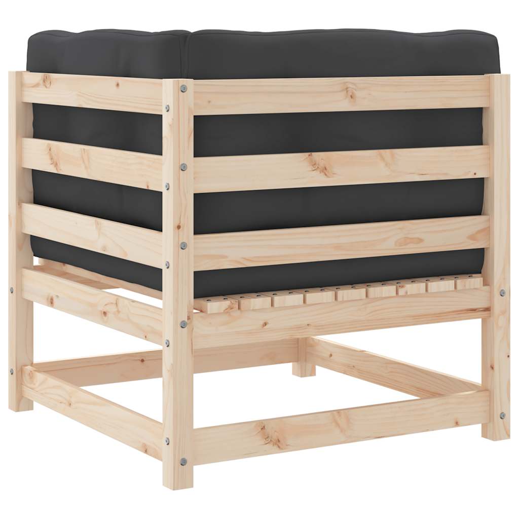 vidaXL Canapé d'angle de jardin avec coussins Bois de pin massif