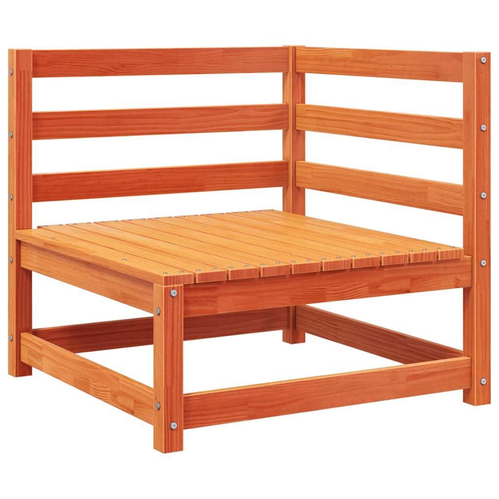vidaXL Canapé d'angle de jardin avec coussins marron ciré bois de pin massif