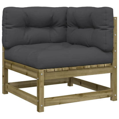 vidaXL Canapé d'angle de jardin avec coussins, bois de pin imprégné
