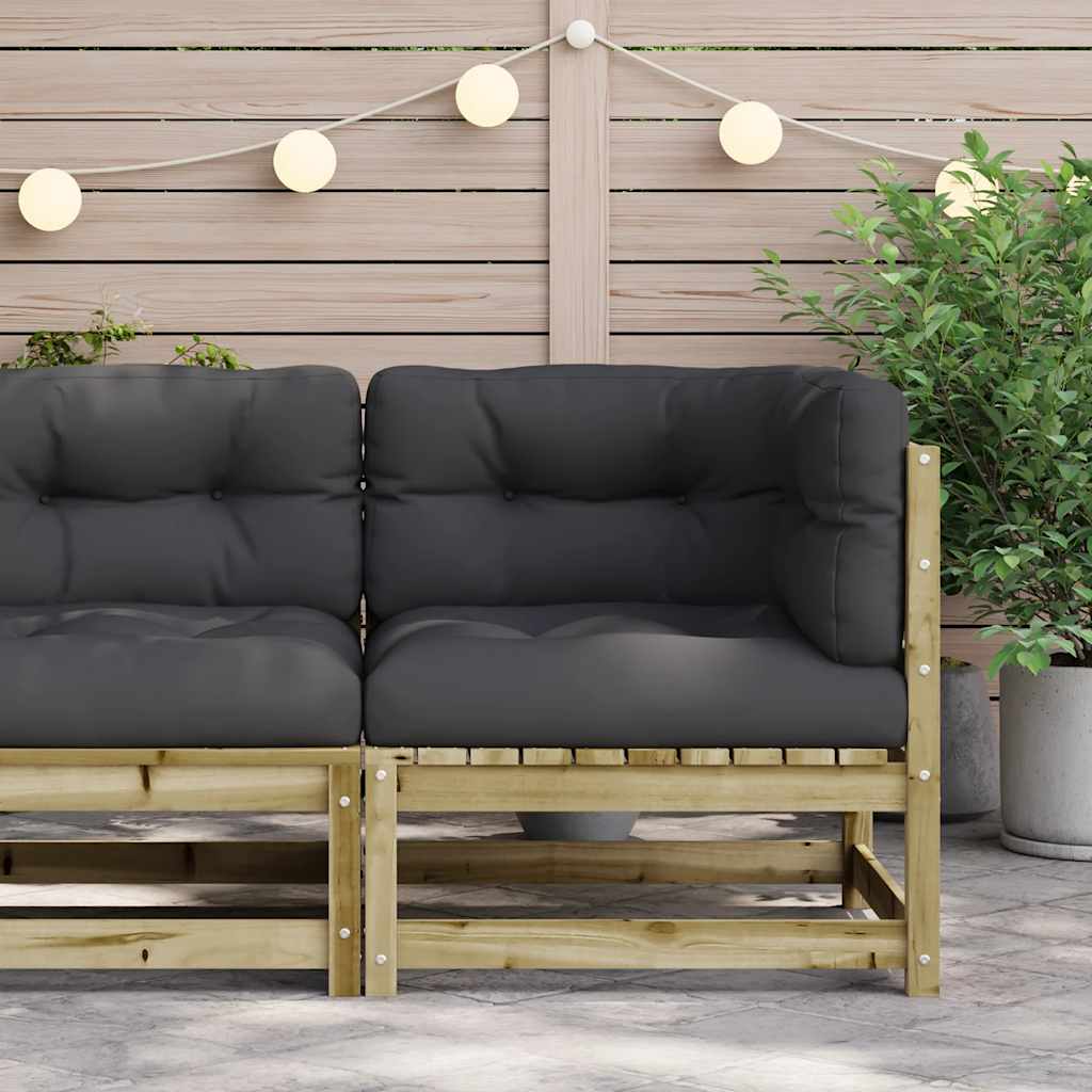 vidaXL Canapé d'angle de jardin avec coussins, bois de pin imprégné