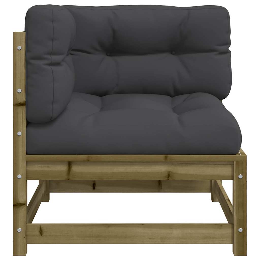 vidaXL Canapé d'angle de jardin avec coussins, bois de pin imprégné
