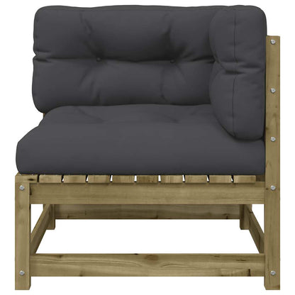 vidaXL Canapé d'angle de jardin avec coussins, bois de pin imprégné