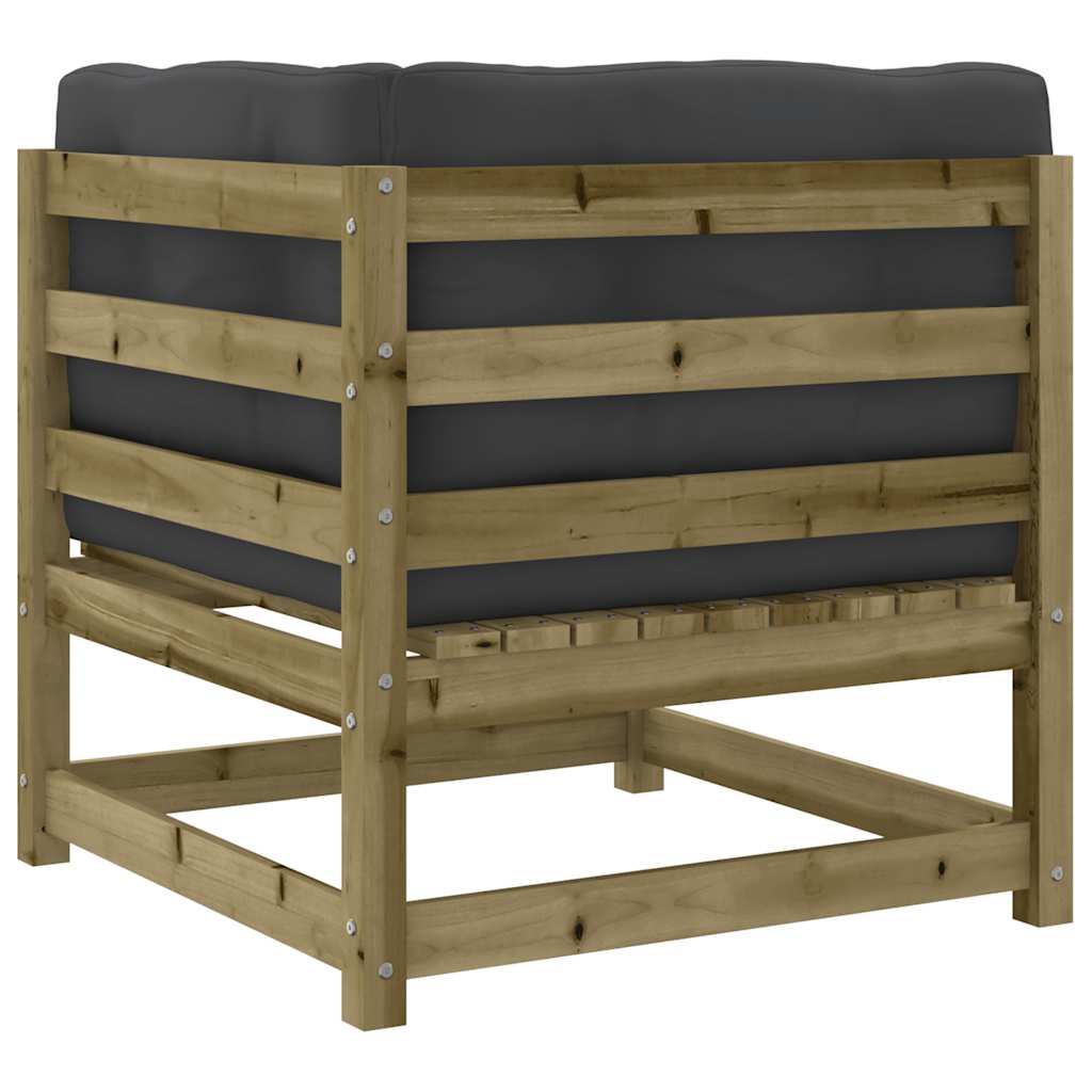 vidaXL Canapé d'angle de jardin avec coussins, bois de pin imprégné