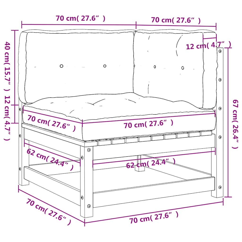 vidaXL Canapé d'angle de jardin avec coussins, bois de pin imprégné