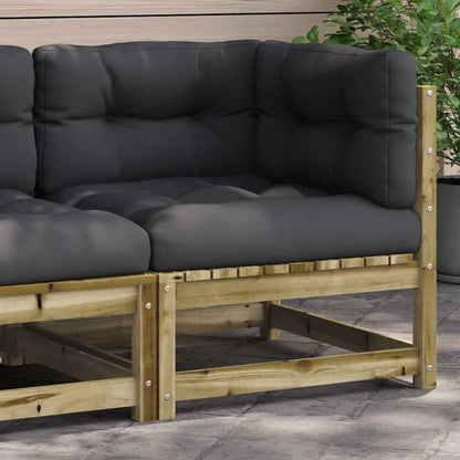 vidaXL Canapé d'angle de jardin avec coussins, bois de pin imprégné