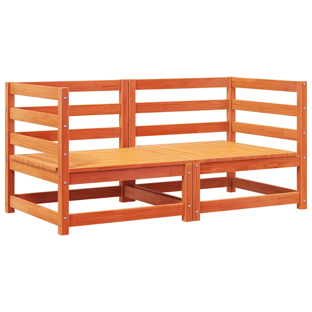vidaXL Canapés d'angle de jardin avec coussins 2 pcs Bois de pin massif marron ciré