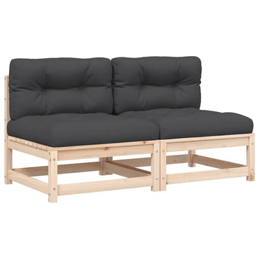 vidaXL Canapés de jardin sans accoudoirs avec coussins 2 pcs Bois de pin massif