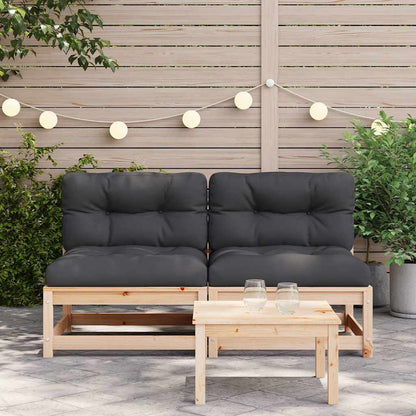 vidaXL Canapés de jardin sans accoudoirs avec coussins 2 pcs Bois de pin massif