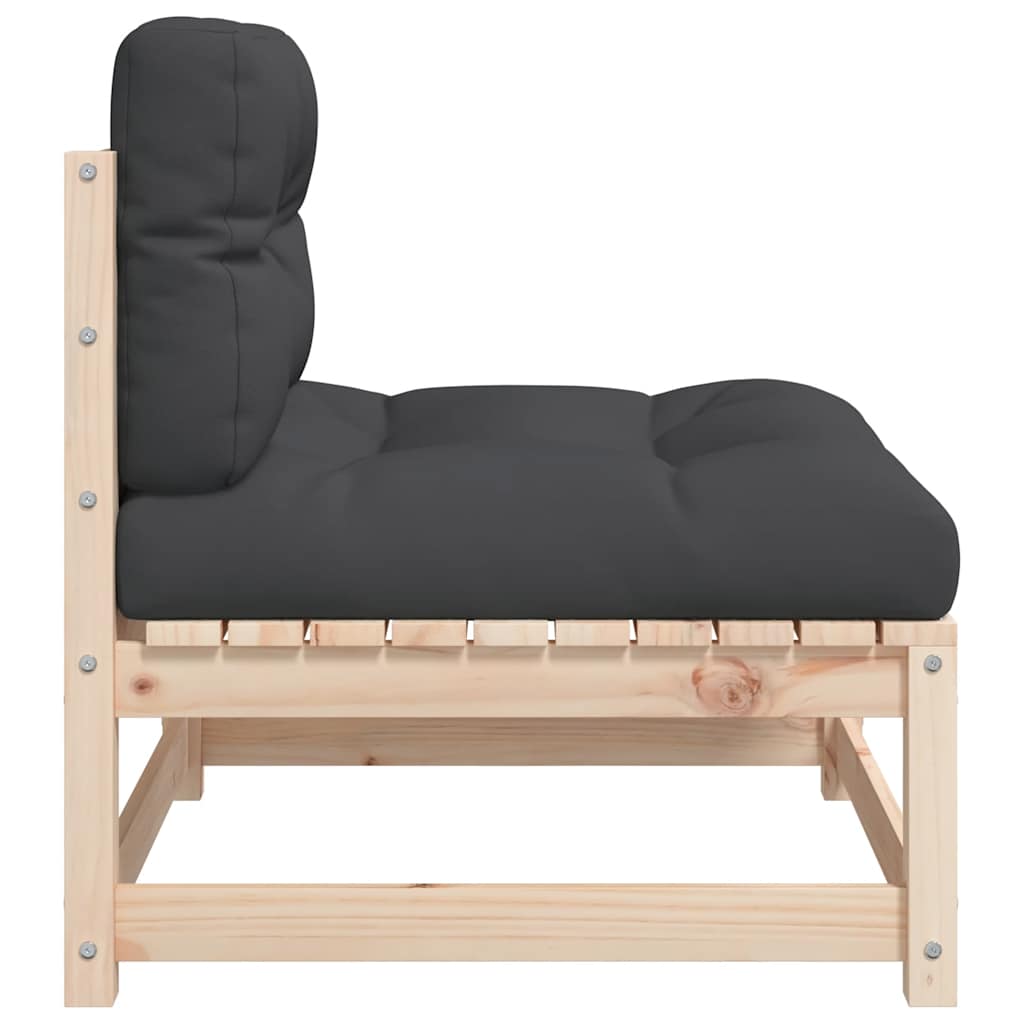 vidaXL Canapés de jardin sans accoudoirs avec coussins 2 pcs Bois de pin massif