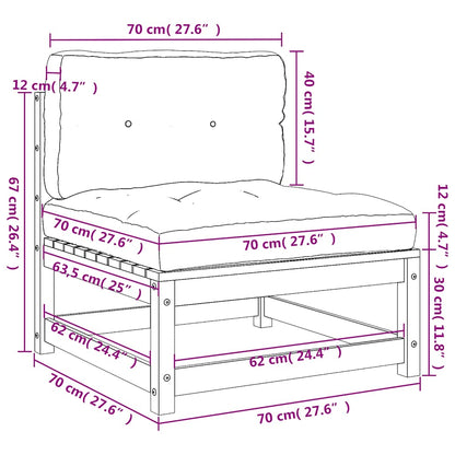 vidaXL Canapés de jardin sans accoudoirs avec coussins 2 pcs Bois de pin massif
