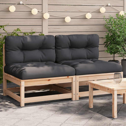 vidaXL Canapés de jardin sans accoudoirs avec coussins 2 pcs Bois de pin massif
