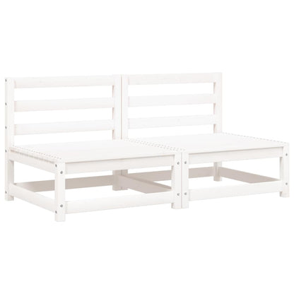 vidaXL Gartensofas ohne Armlehnen mit Kissen 2 Stk. Weiß Kiefernholz