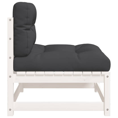 vidaXL Gartensofas ohne Armlehnen mit Kissen 2 Stk. Weiß Kiefernholz