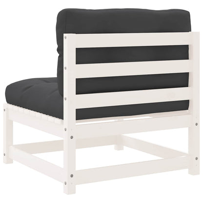 vidaXL Gartensofas ohne Armlehnen mit Kissen 2 Stk. Weiß Kiefernholz