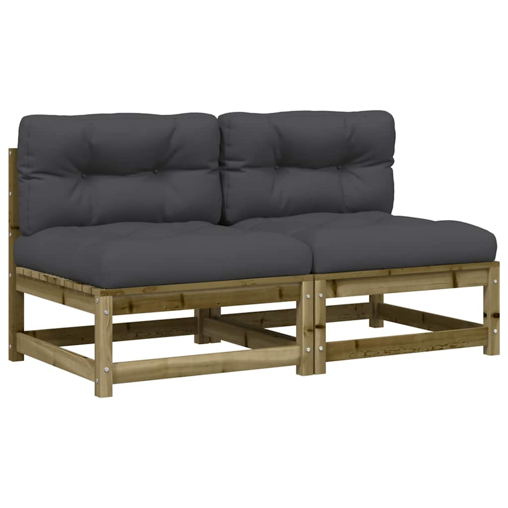 vidaXL Gartensofas ohne Armlehnen mit Kissen 2 Stk. Kiefernholz