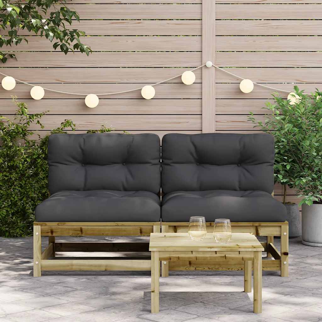 vidaXL Gartensofas ohne Armlehnen mit Kissen 2 Stk. Kiefernholz
