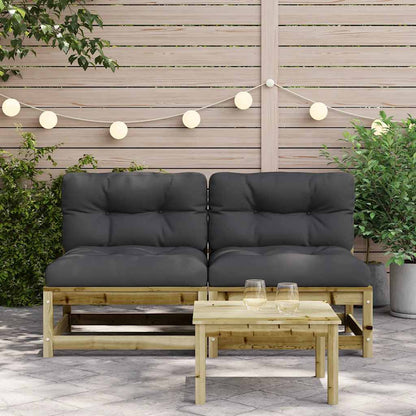 vidaXL Gartensofas ohne Armlehnen mit Kissen 2 Stk. Kiefernholz