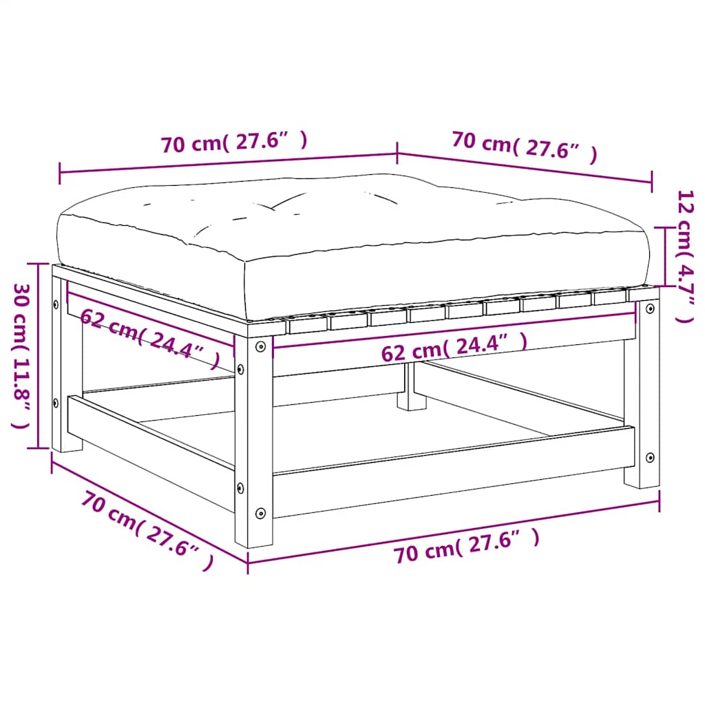 vidaXL Gartenhocker mit Kissen Massivholz Kiefer