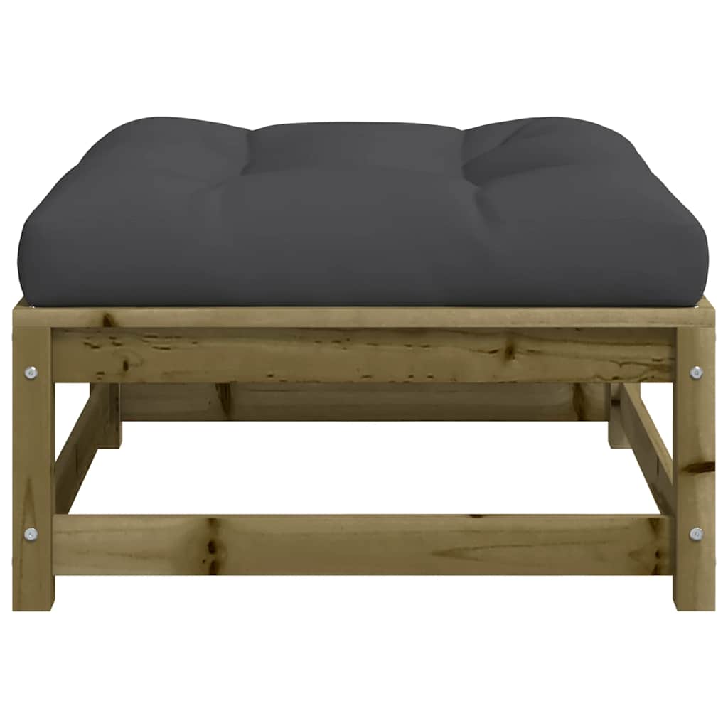 vidaXL Tabouret de jardin avec coussin en pin imprégné