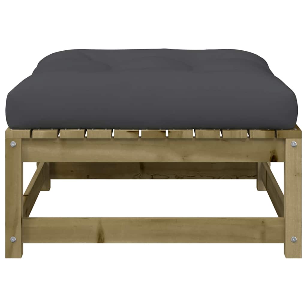 vidaXL Tabouret de jardin avec coussin en pin imprégné