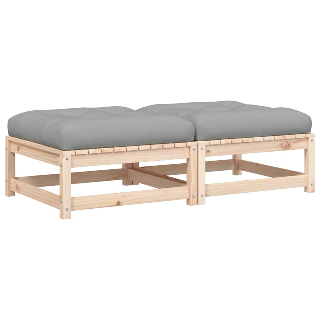 vidaXL Tabourets de jardin avec coussins 2 pcs Bois de pin massif