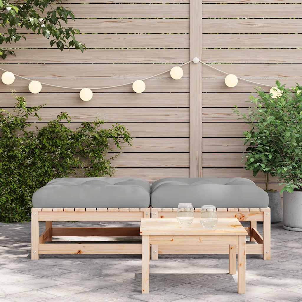 vidaXL Tabourets de jardin avec coussins 2 pcs Bois de pin massif