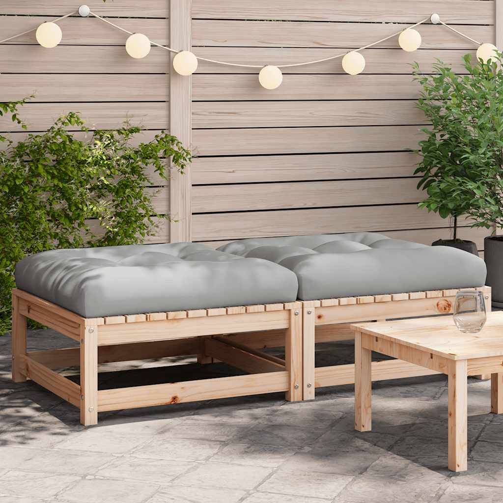 vidaXL Tabourets de jardin avec coussins 2 pcs Bois de pin massif