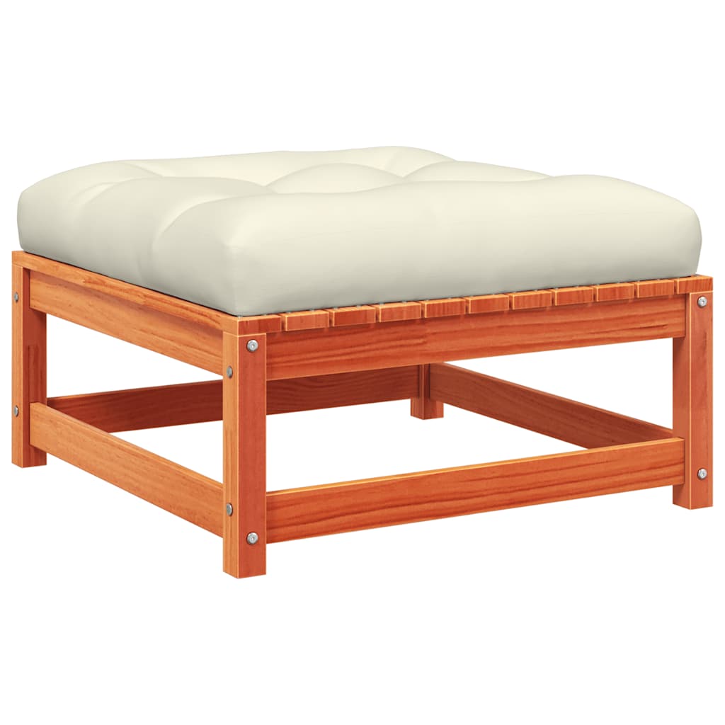 vidaXL Tabourets de jardin avec coussins 2 pcs Marron ciré Bois de pin massif