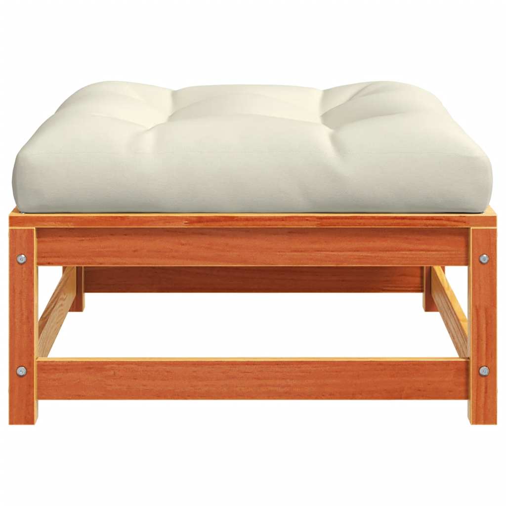 vidaXL Tabourets de jardin avec coussins 2 pcs Marron ciré Bois de pin massif