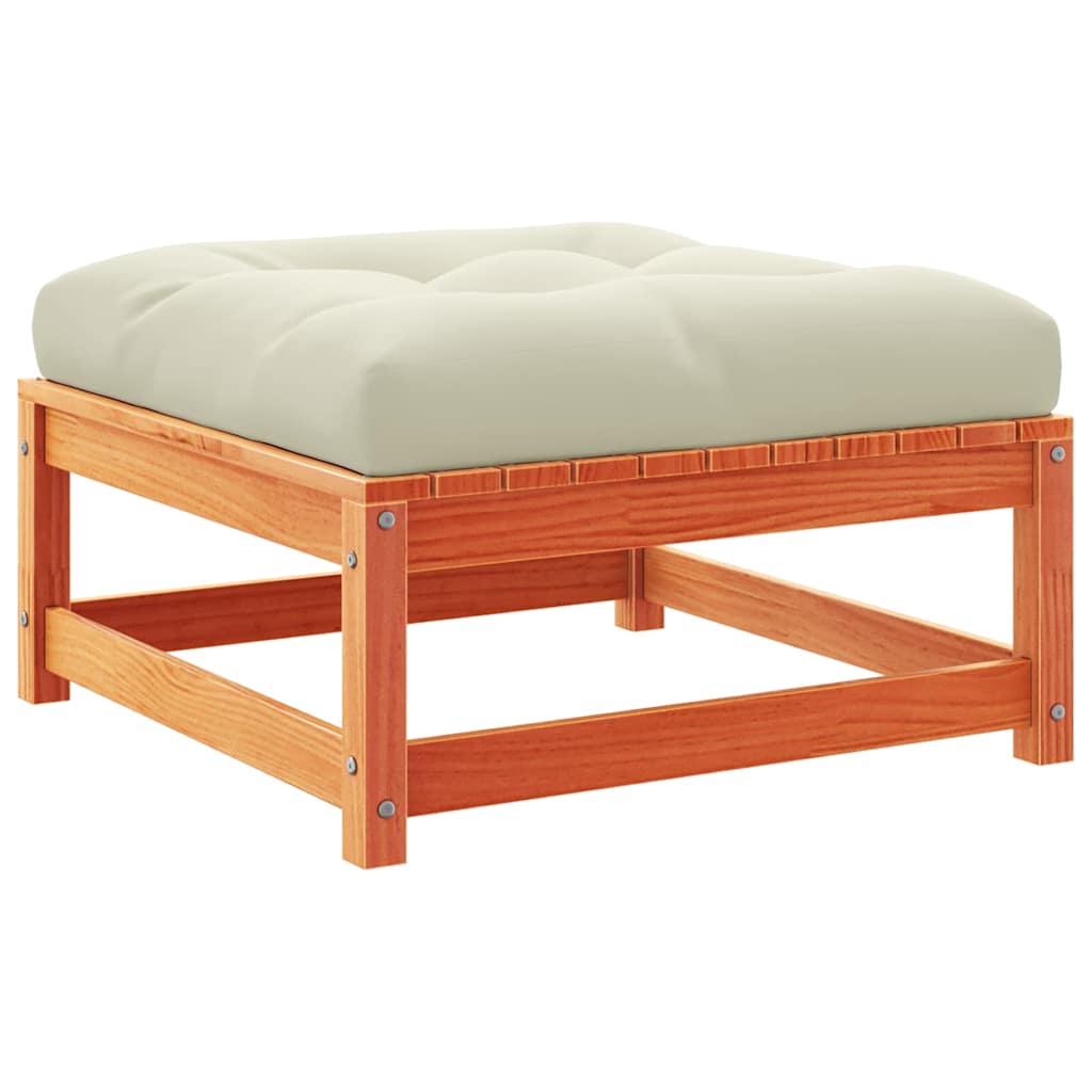 vidaXL Tabourets de jardin avec coussins 2 pcs Marron ciré Bois de pin massif