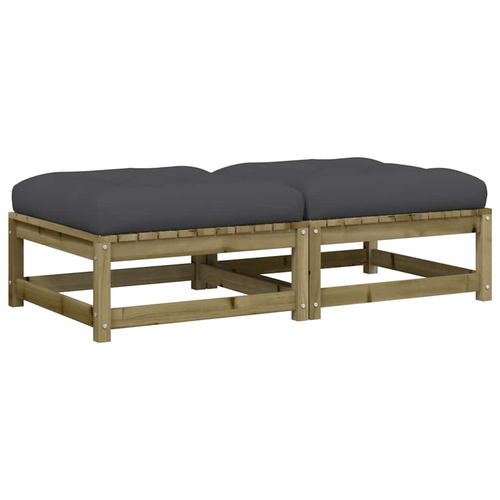 vidaXL Tabouret de jardin avec coussin 2 pcs Bois de pin Imprégné