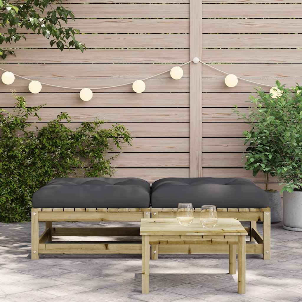 vidaXL Tabouret de jardin avec coussin 2 pcs Bois de pin Imprégné