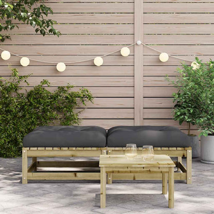 vidaXL Tabouret de jardin avec coussin 2 pcs Bois de pin Imprégné